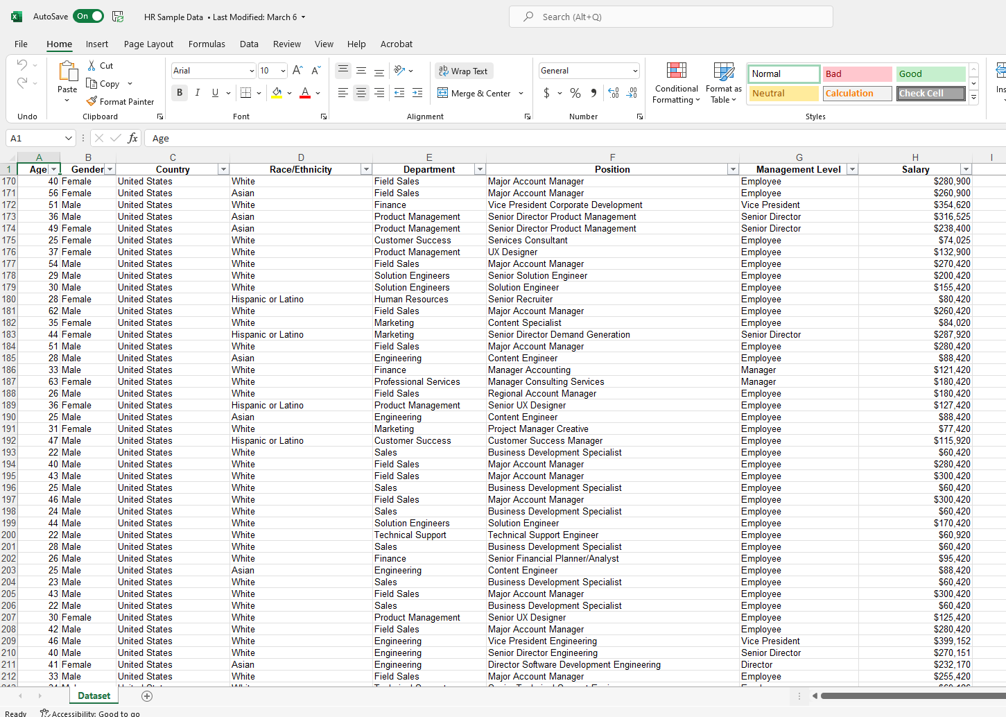 Age G H A B D E F Management Level Age *