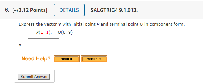 (1, 9) U = Need Help? Read It Which It Submit Answer16.