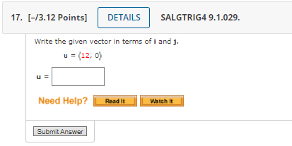 4v = Need Help? Read It Which It Submit Answer21. [-/3.12 Points]