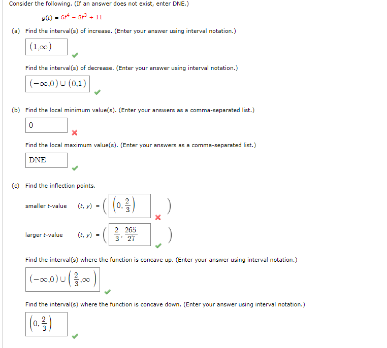 Consider the following. (If an answer does not exist, enter ONE.) g(t)