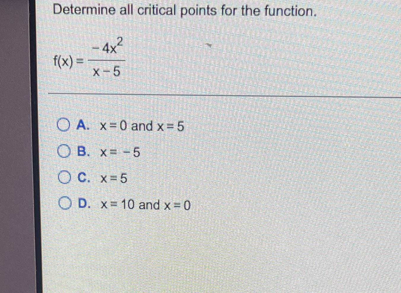 Determine all critical points for the function. - 4X 12 f(x)