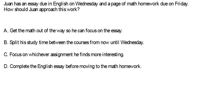 homework due on Friday. HOW' should Qproh this work? A. Gd the