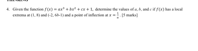 4. Given the function f(x) = ax3 + bx' + cx