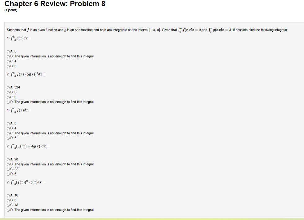 these I] C. Integration by Part5 |:| I]. Substitution Chapter 6 Review: