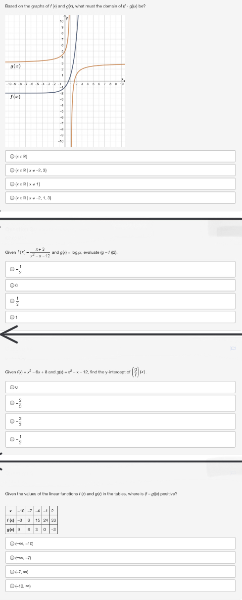 (-2, -1) O (1, 2) or (2, -1)Which of the following equations