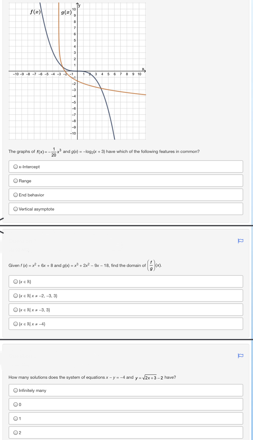 the linear functions f (x) and g(x) in the table, determine the