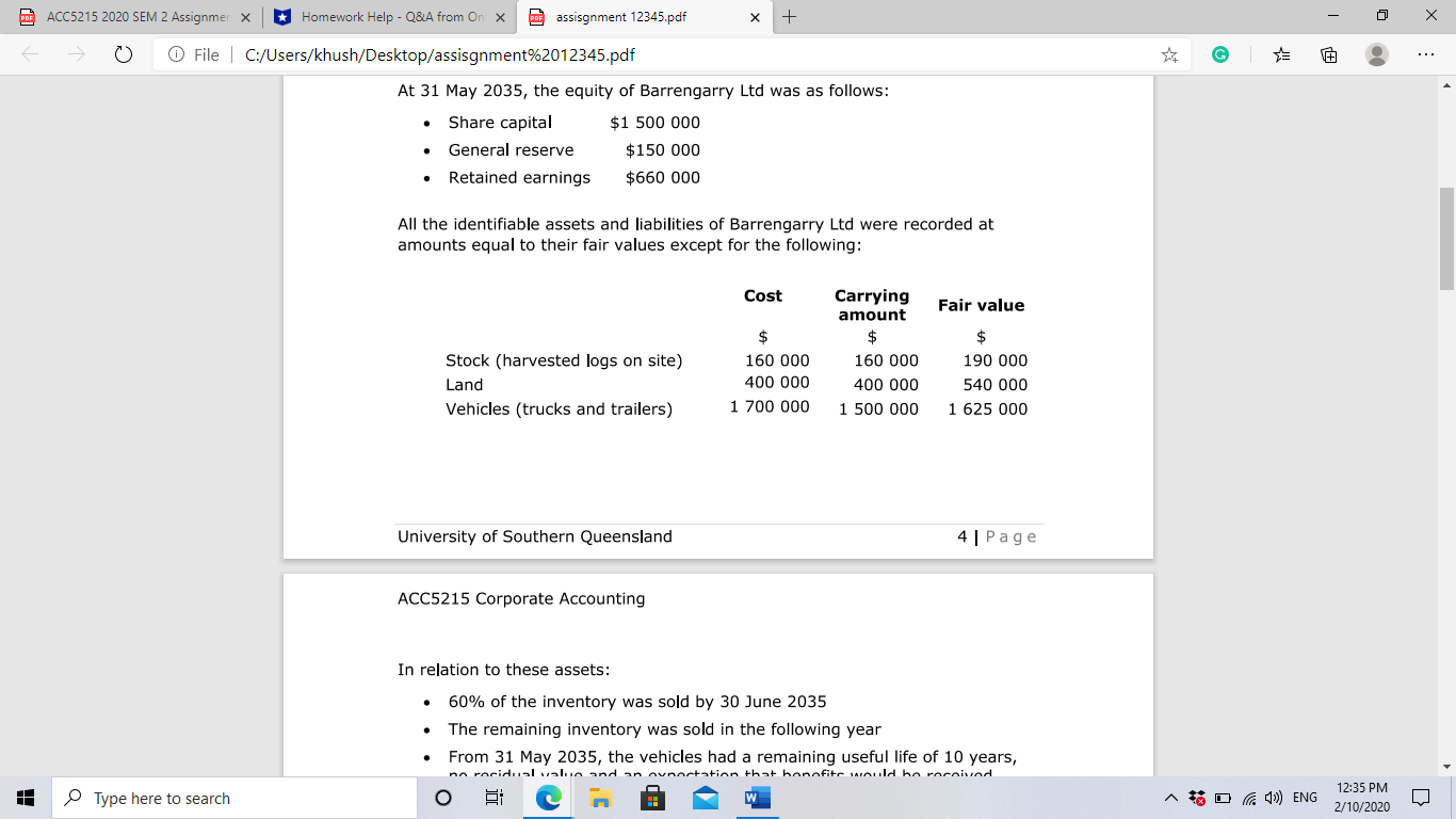 ODE ACC5215 2020 SEM 2 Assignmer X * Homework Help -