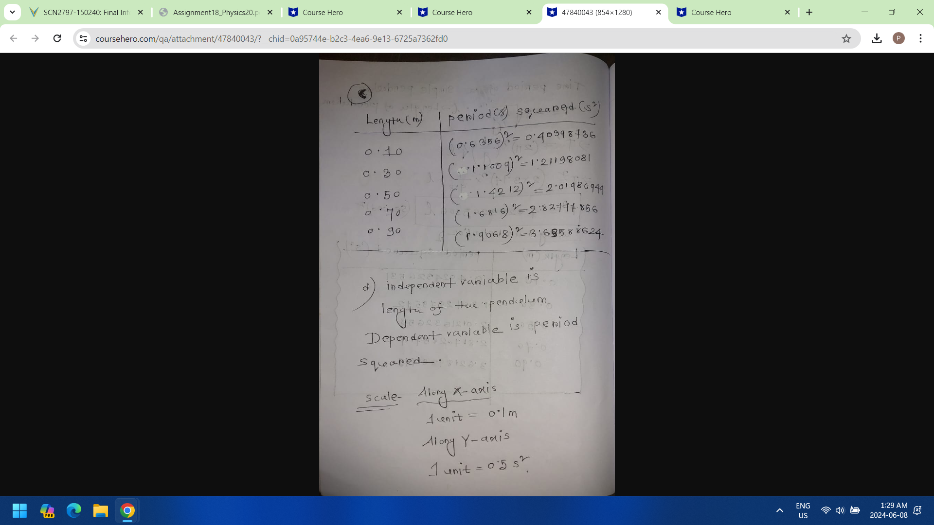each question is noted in the left margin in parentheses. 1. You