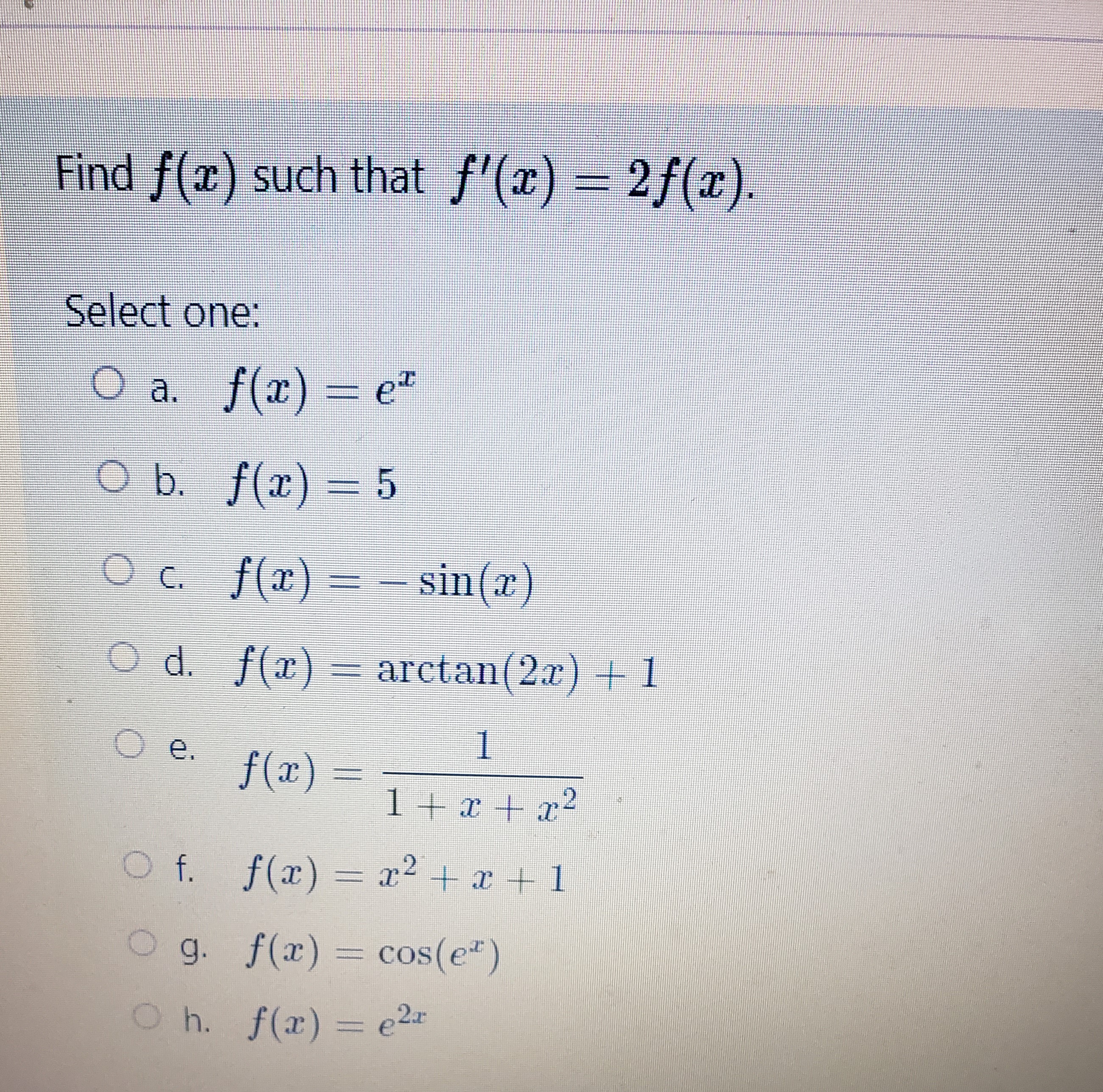 f(x) = er O b. f(ae) = 5 Oc. f(x) -- sin(x)