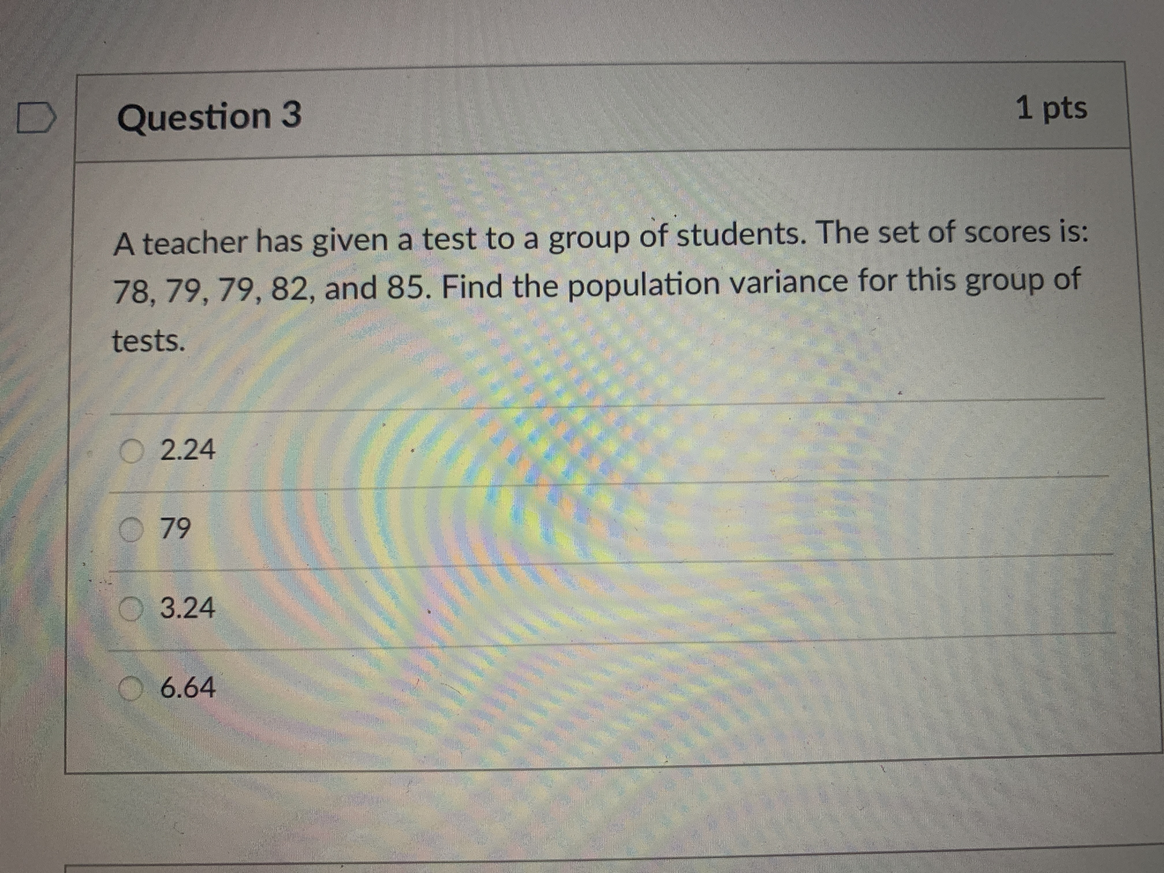 a group of students. The set of scores is: 78, 79, 79,