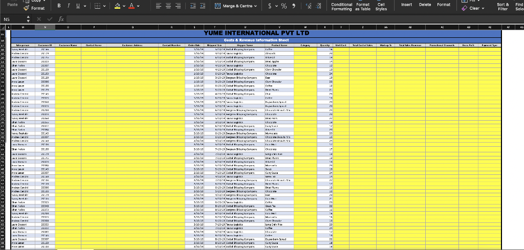 I need to solve this excel question Paste Merge & Cantre
