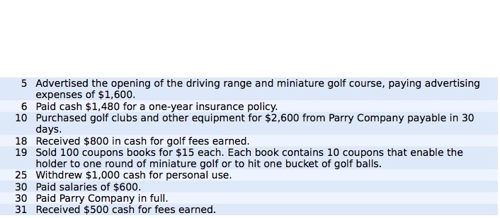 of the driving range and miniature golf course, paying advertising expenses of