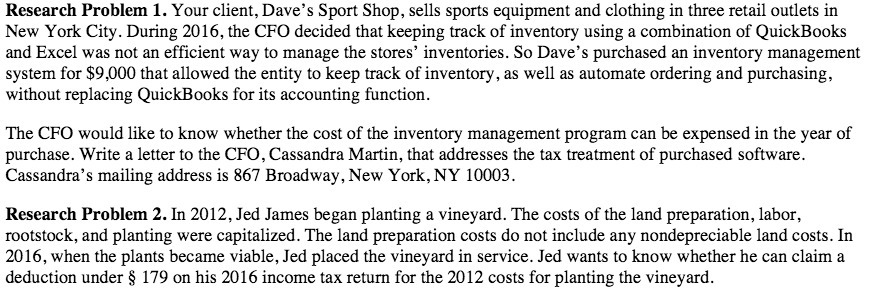Research Problem 1. Your client, Dave's Sport Shop, sells sports equipment and