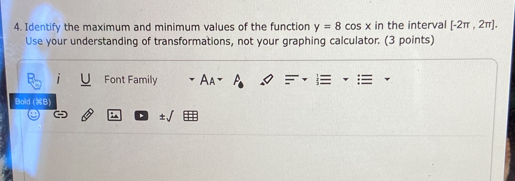 = 8 cos x in the interval [-21 , 2mr]. Use your