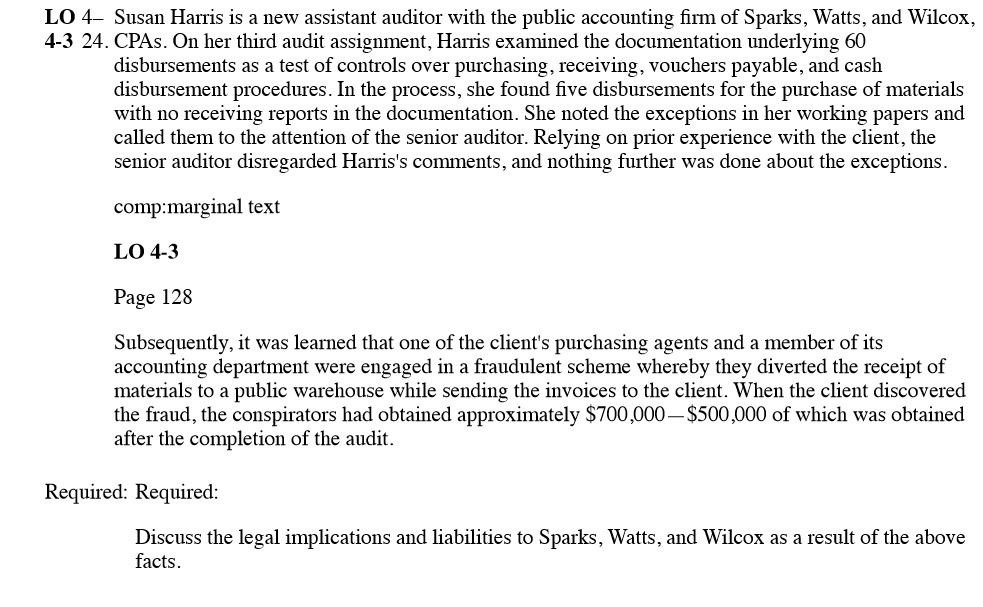 accounting finn of Sparks, Watts, and Wilcox, 4-3 24. CPAs. On her