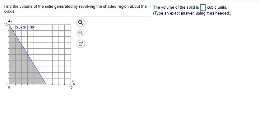 Find the volume of the said generated by revolving the shaded