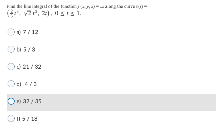  help math Find the line integral of the function f(x, y,