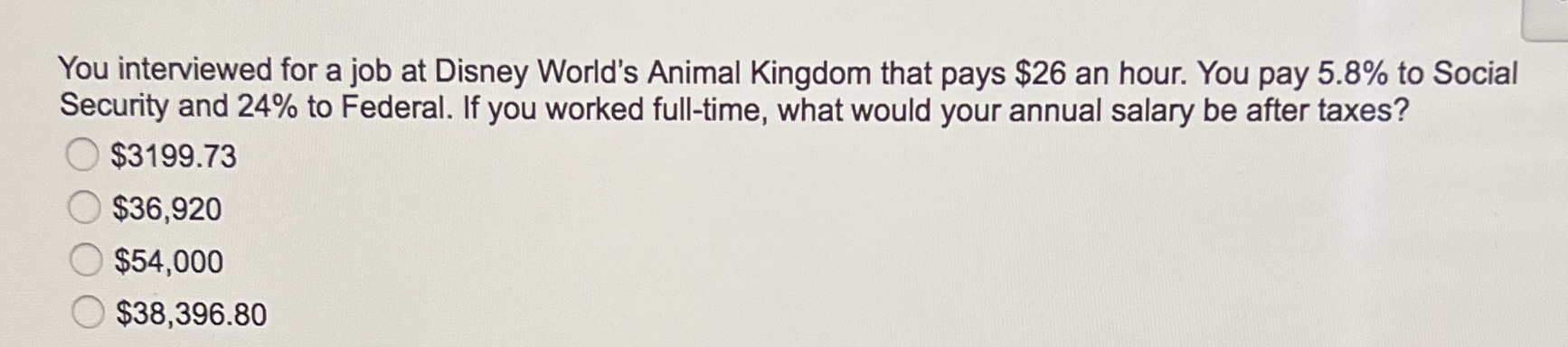  please help!! timed test!! You interviewed for a job at Disney