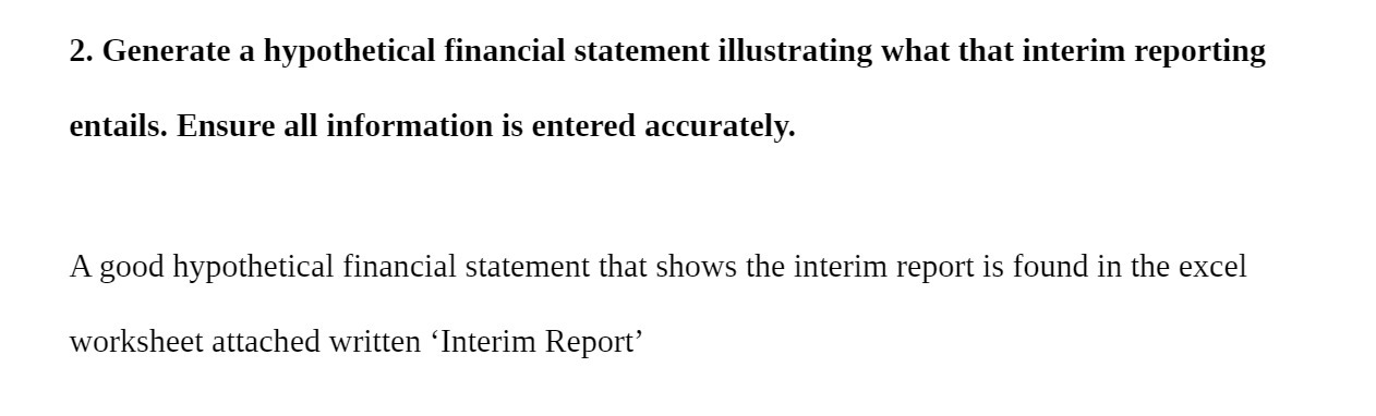 entails. Ensure all information is entered accurately. A good hypothetical financial statement