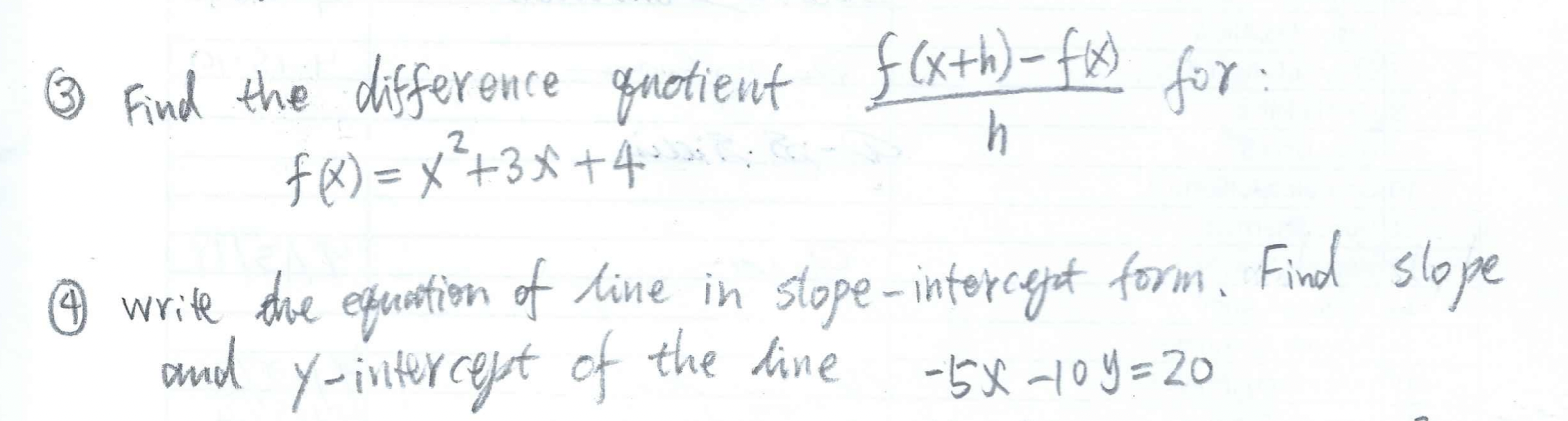 : S f ( ) = x +3x+4:" write the equation of
