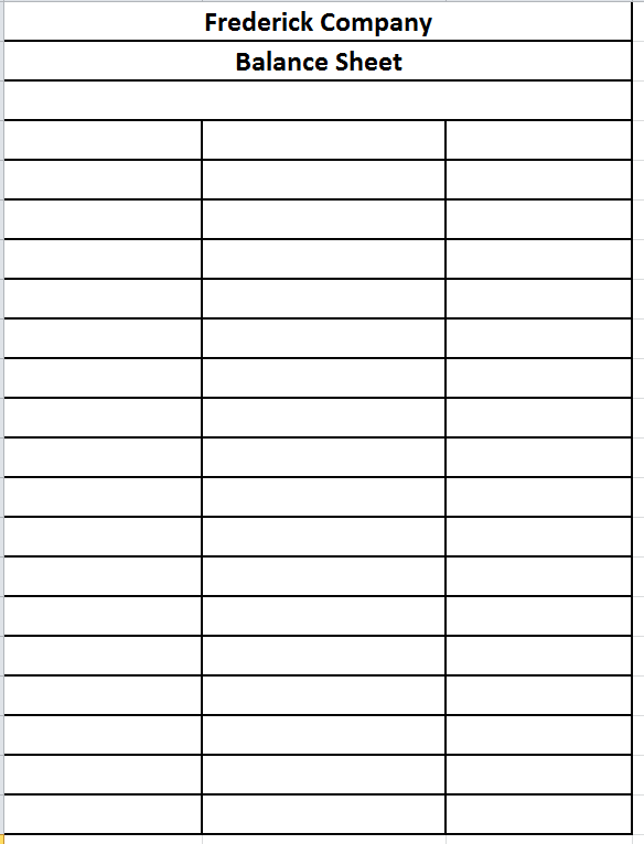 Frederick Company Balance Sheet