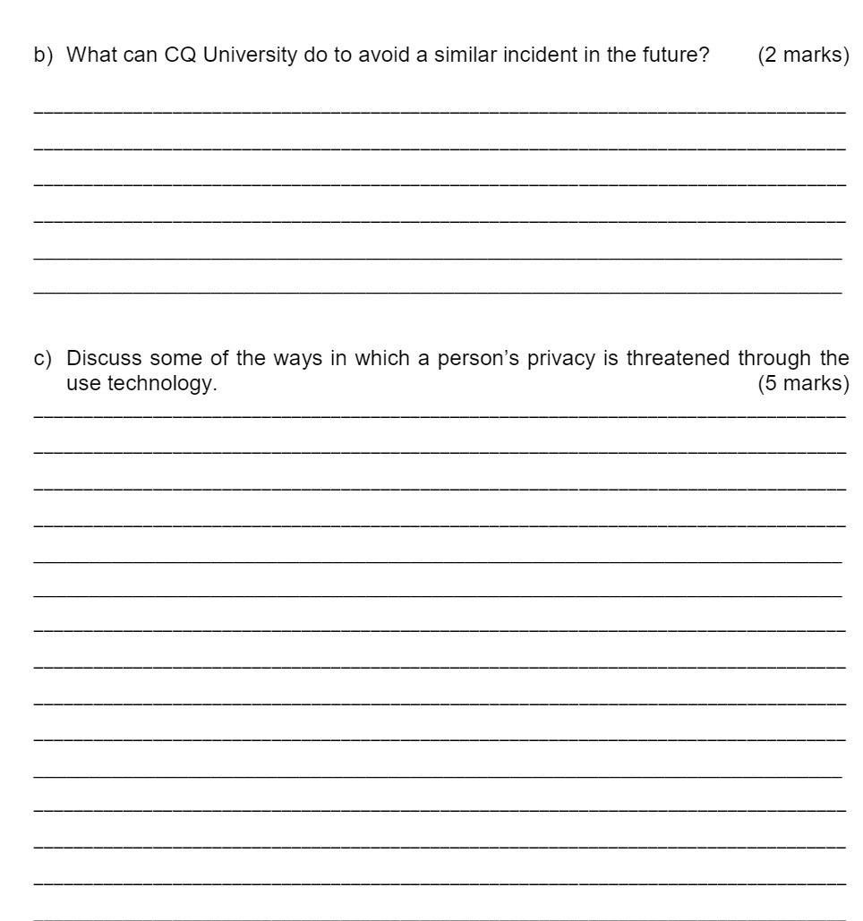  b) What can 00 University do to avoid a similar incident