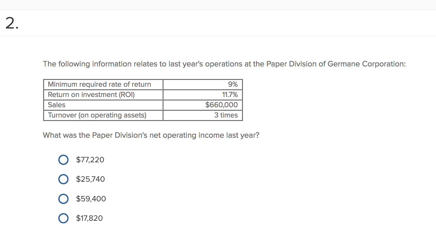 multiple choice Last year a company had sales of $310,000, a turnover