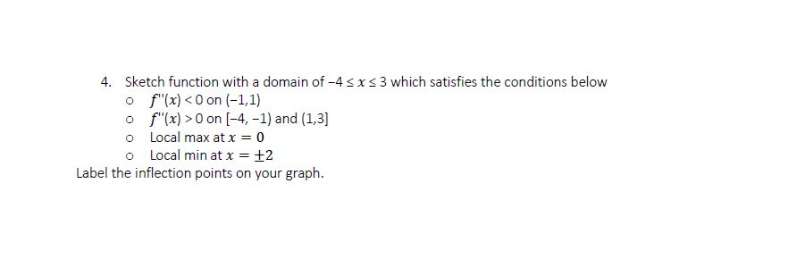 4. Sketch function with a domain of 4 x 3 which satisfies