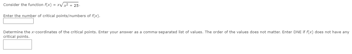 of critical pointsfnumbers of x). :I Determine the xcoordinates of the critical