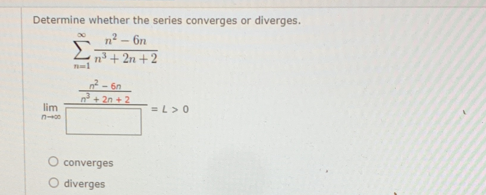 Determine whether the series converges or diverges. n2 (jn n3 + '2n