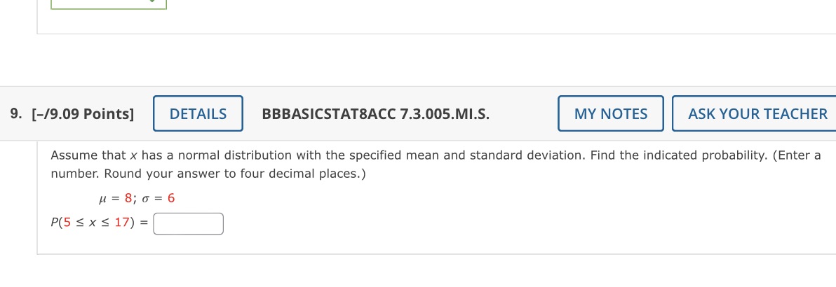  9. [-19.09 Points] DETAILS BBBASICSTATBACC 7.3.005.M|.S. MY NOTES ' ASK YOUR