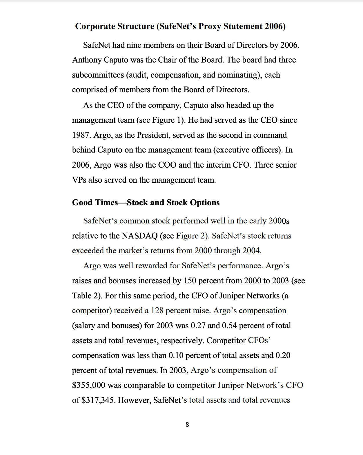 proxy statement before and aer SOX provides a glimpse into some of