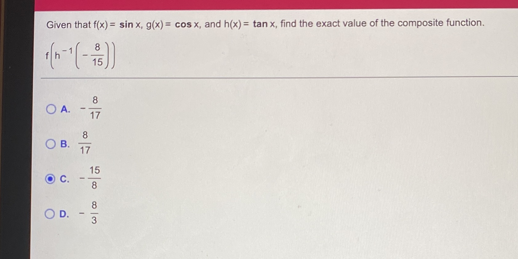  Is my answer correct? Given that f(x) = sin x, g(x)