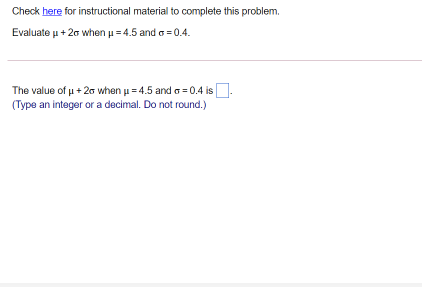 Check here for instructional material to complete this problem. Evaluate u