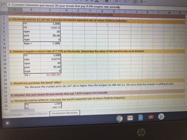 in annual coupon rate. It matures in 15 years. Calculate the value