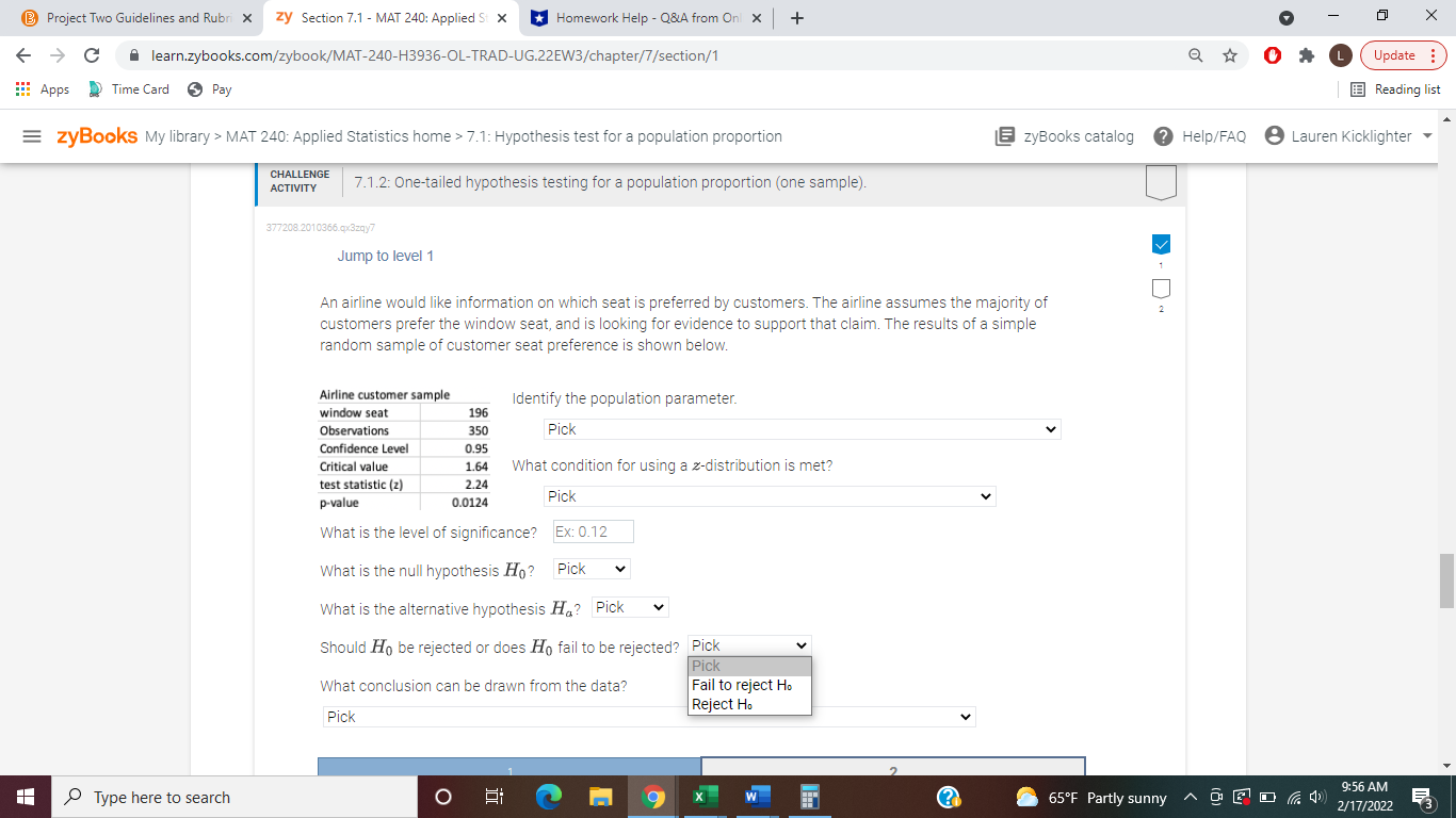 ACTIVITY 7.1.2: One-tailed hypothesis testing for a population proportion (one sample). 377208.2010366.qx3zay7