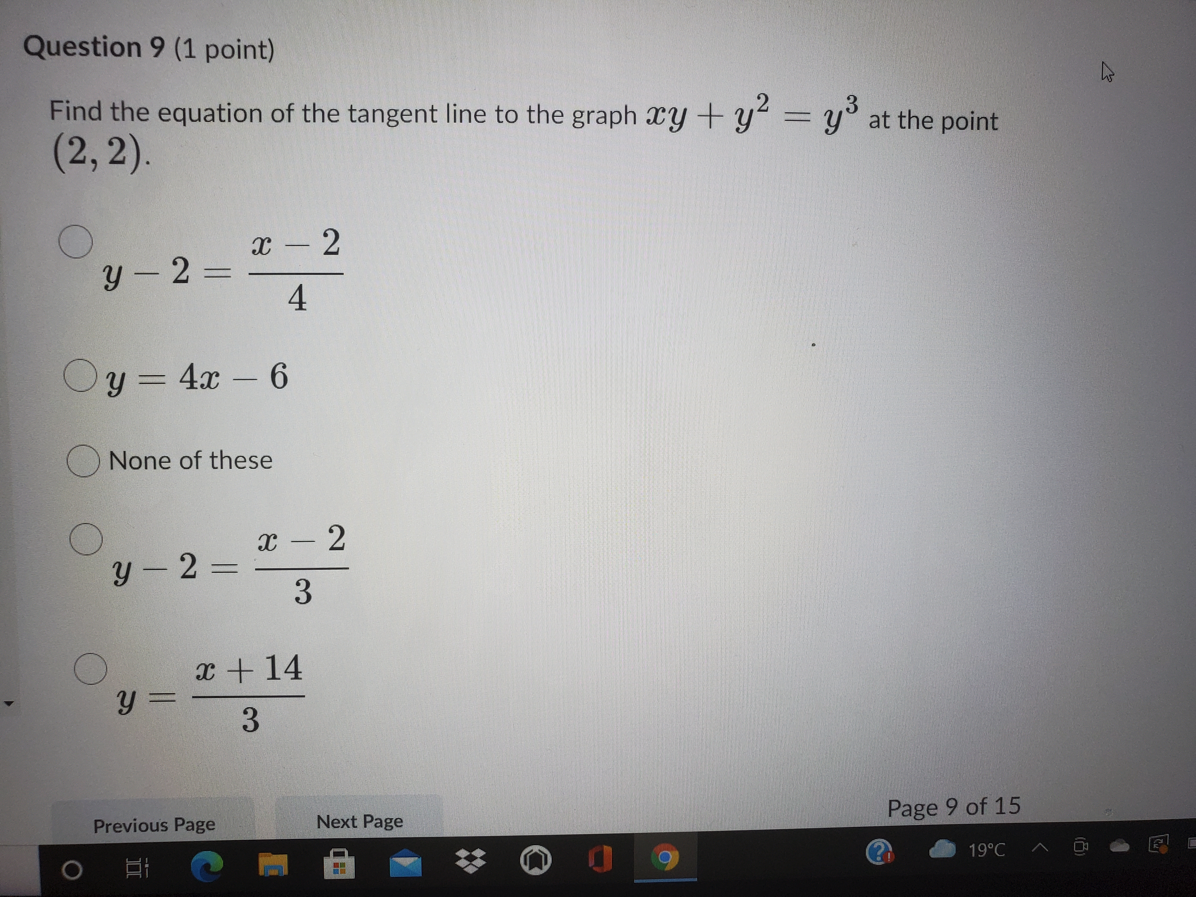 of the tangent line to the graph cy + y" = y