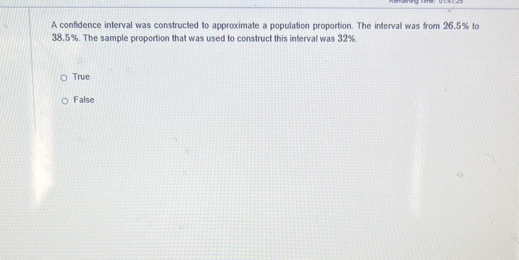  A confidence interval was constructed to approximate a population proportion. The