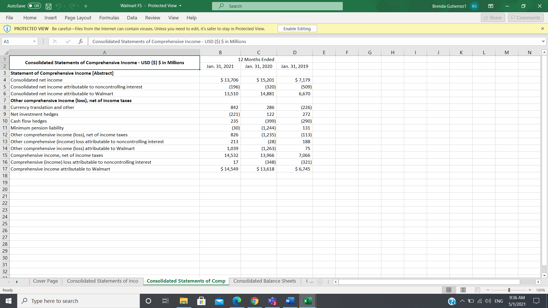 In Protected View. Enable Editing 3: A1 ' 5 Cover Page ,