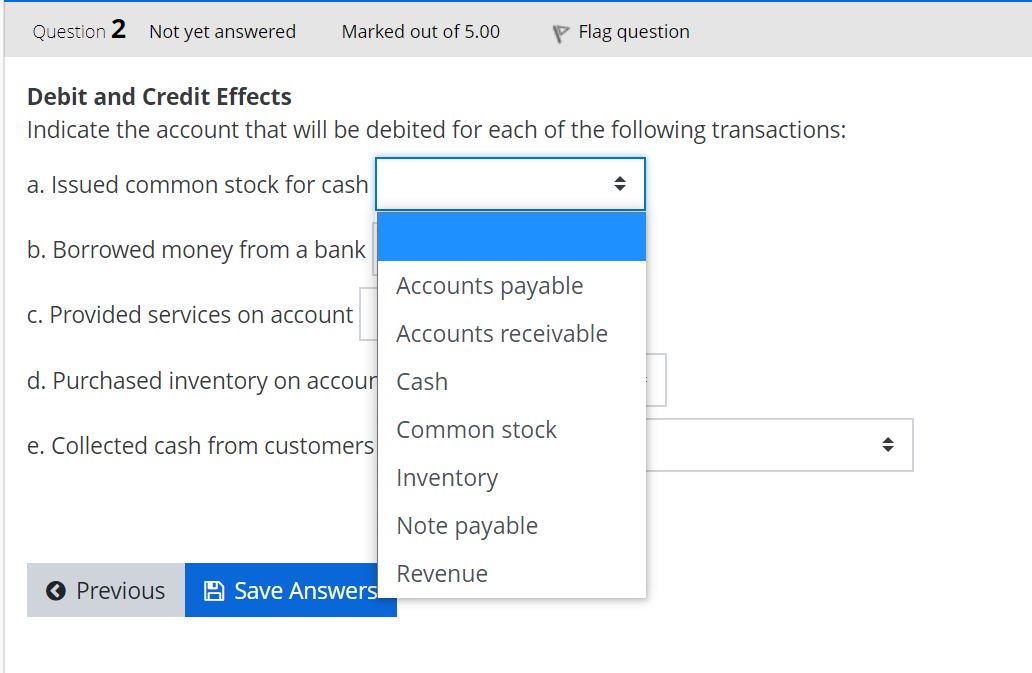 inventory on account e. Collected cash from customers that owed a balance