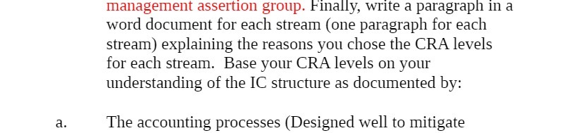 for each stream (one paragraph for each stream) explaining the reasons you