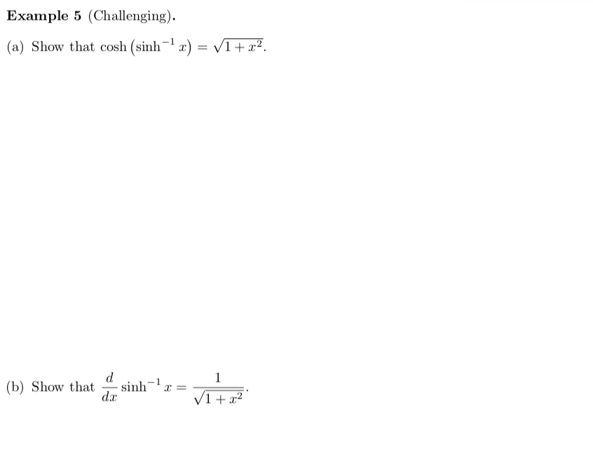 V1+ x2. (b) Show that - sinh.= V1 + x2