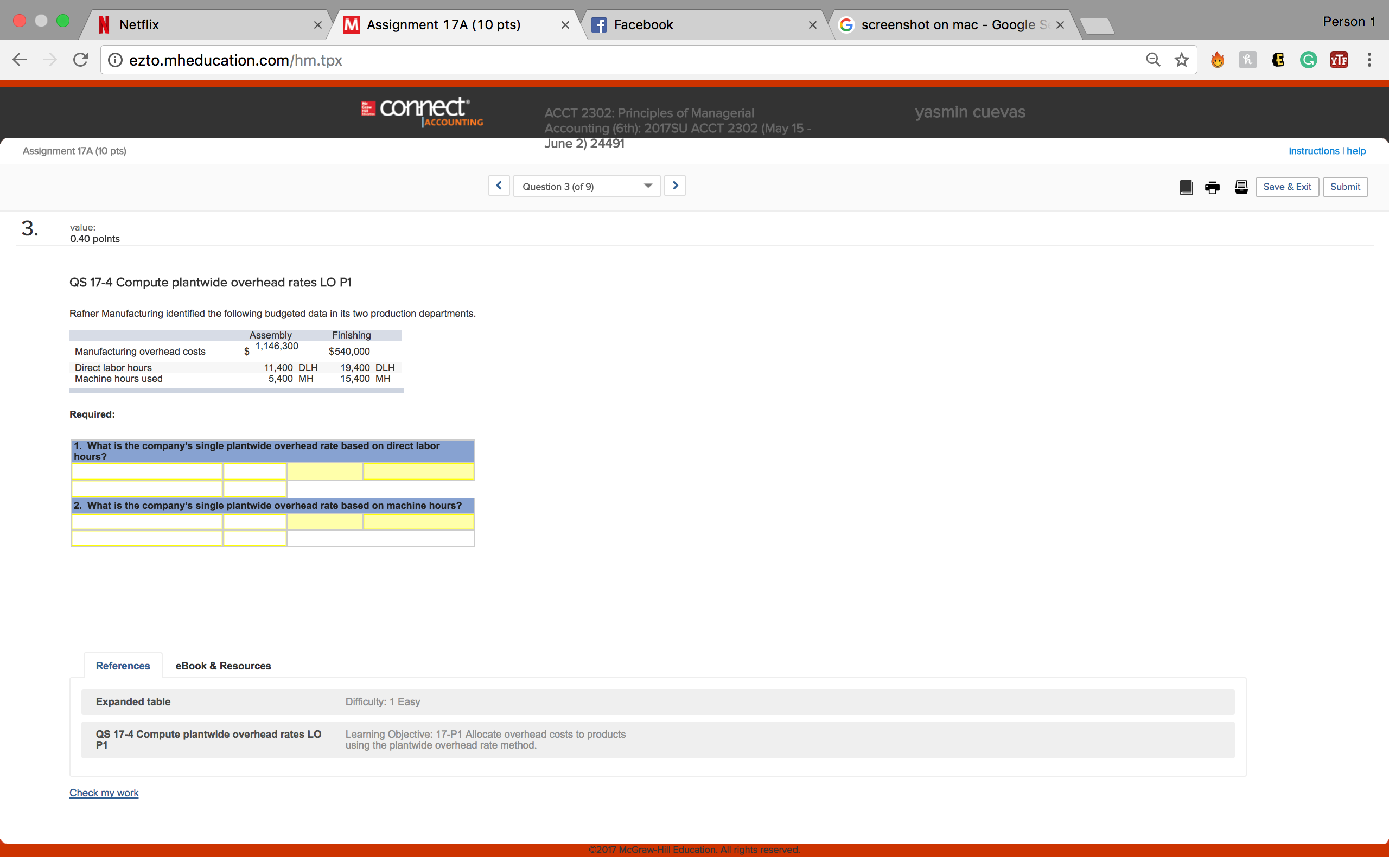 oompule the overhead Dost per unit for eeoh produd line. Base your