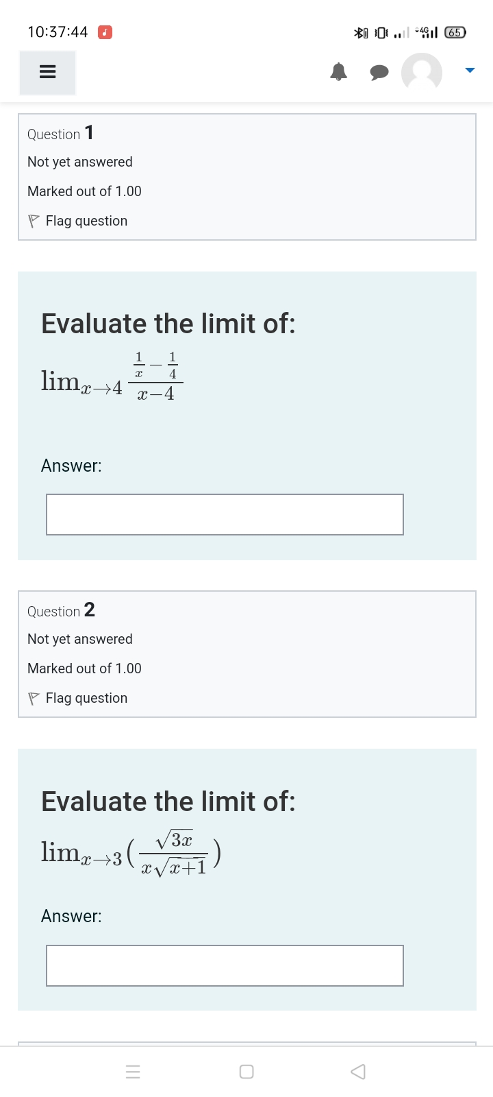 1 Not yet answered Marked out of 1.00 \\'7 Flag question Evaluate