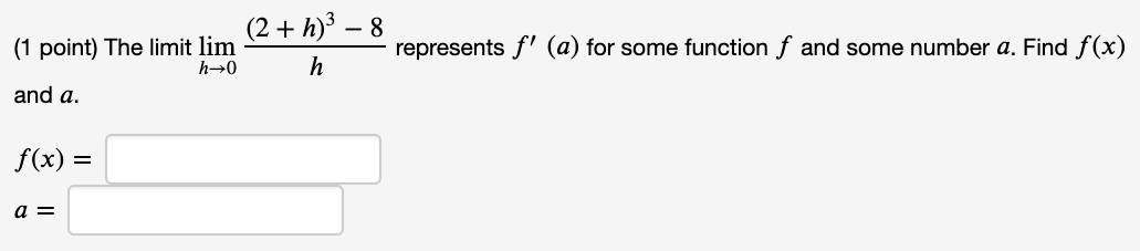 f' (a) for some function f and some number a. Find f