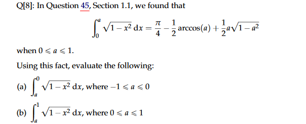 1.1, we found that V1 - x dx = NIP 4 arccos