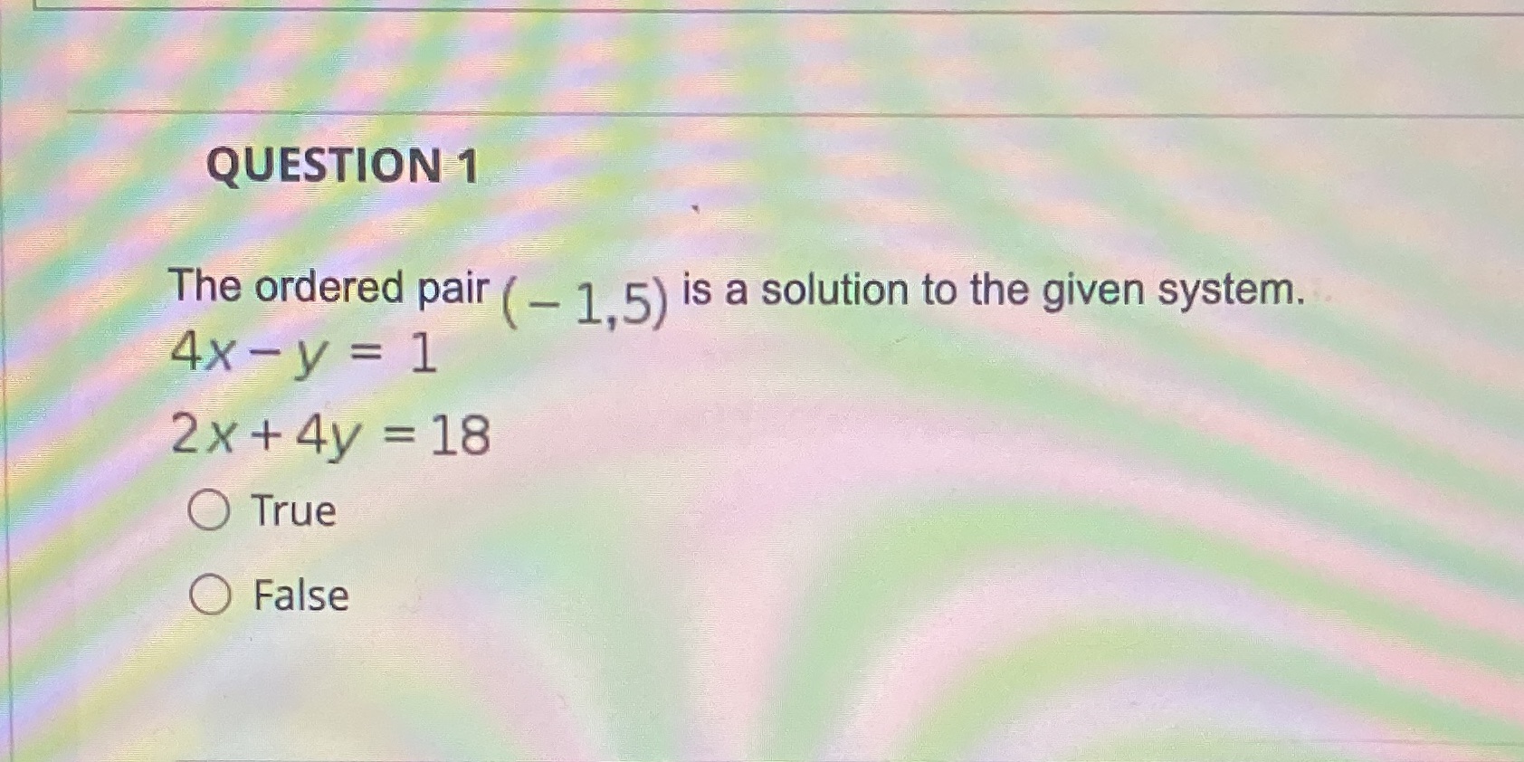 solution to the given system. 4x- y = 1 2x + 4y