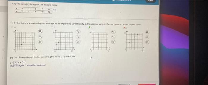 hand. draw a scatter diagram treating a as the explanatory variable and