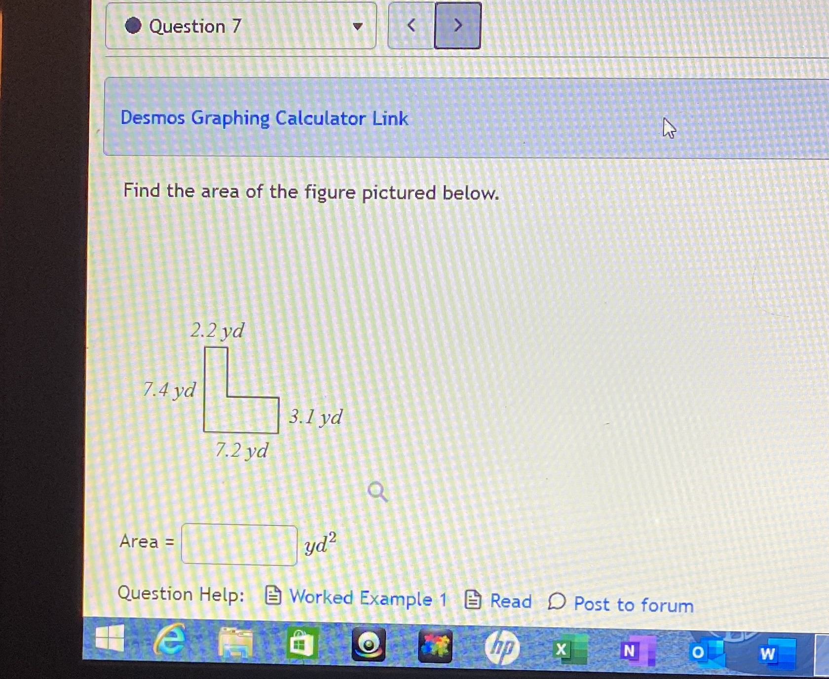 Question 7 Desmos Graphing Calculator Link Find the area of the figure