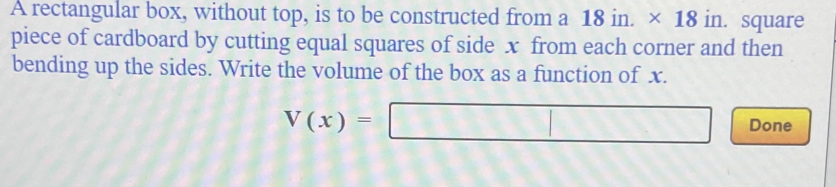 A rectangular box, without top, is to be constructed from a